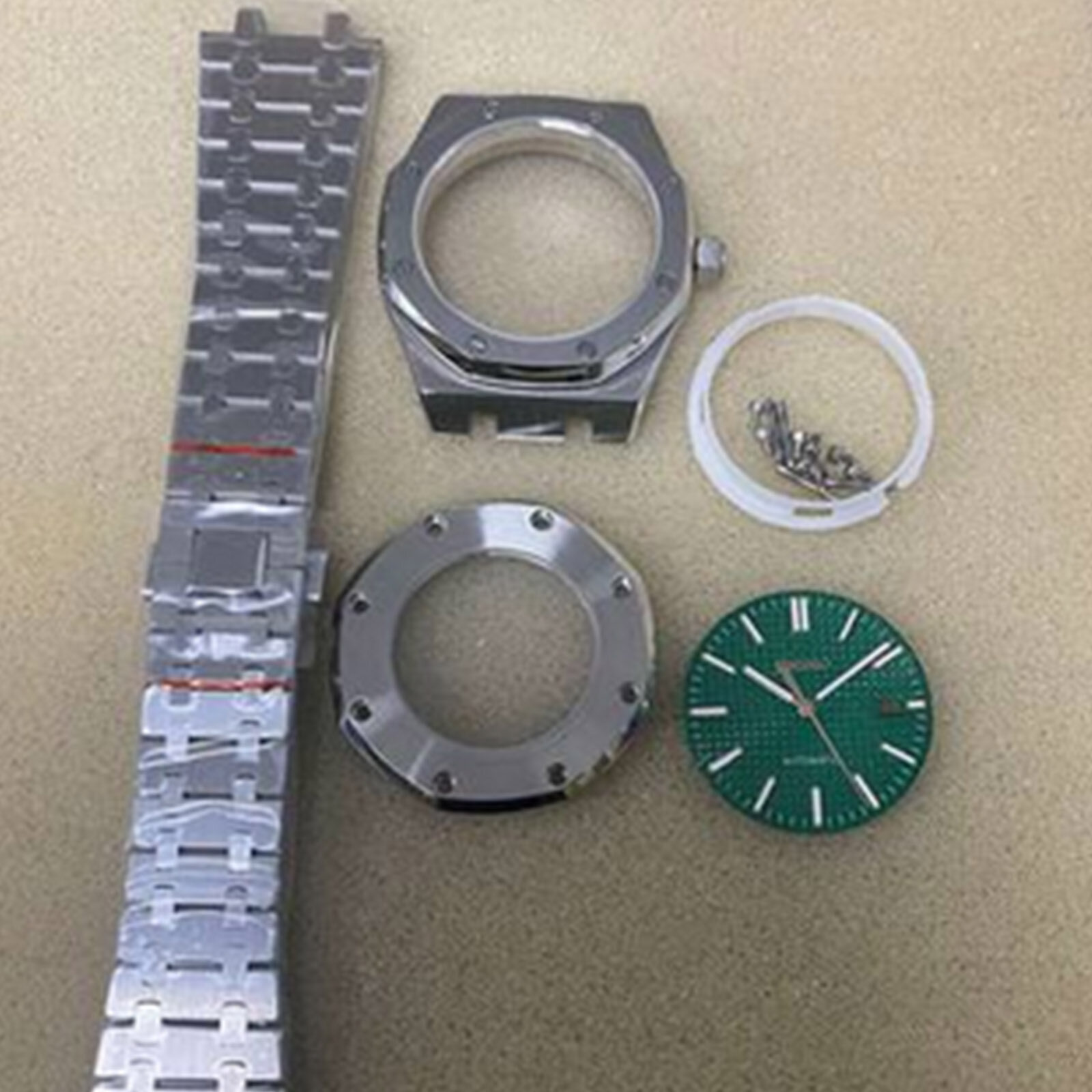 41MM Stainless Steel Watch Case Strap Dial Watch Hands Kit Sapphire Glass Mirror Case for NH35/NH36/4R/7S Watch Movement Modification Part with S logo
