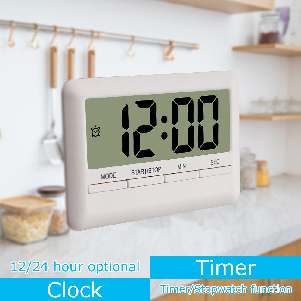 KKmoon LCD Digital Alarm Clock Timer Large Time Manual Countdown for Cooking Shower Study Stopwatch Kitchen Magnetic Electronic Clock