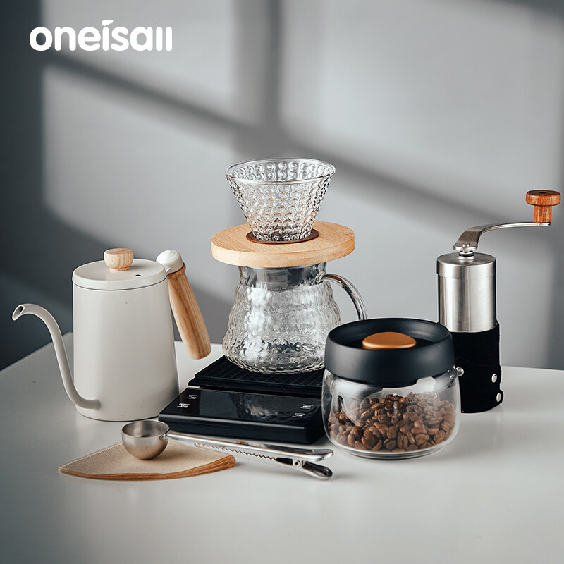 ONEISALL Coffee Maker Set With Filter Hand Grinder Coffee Dripper Hand