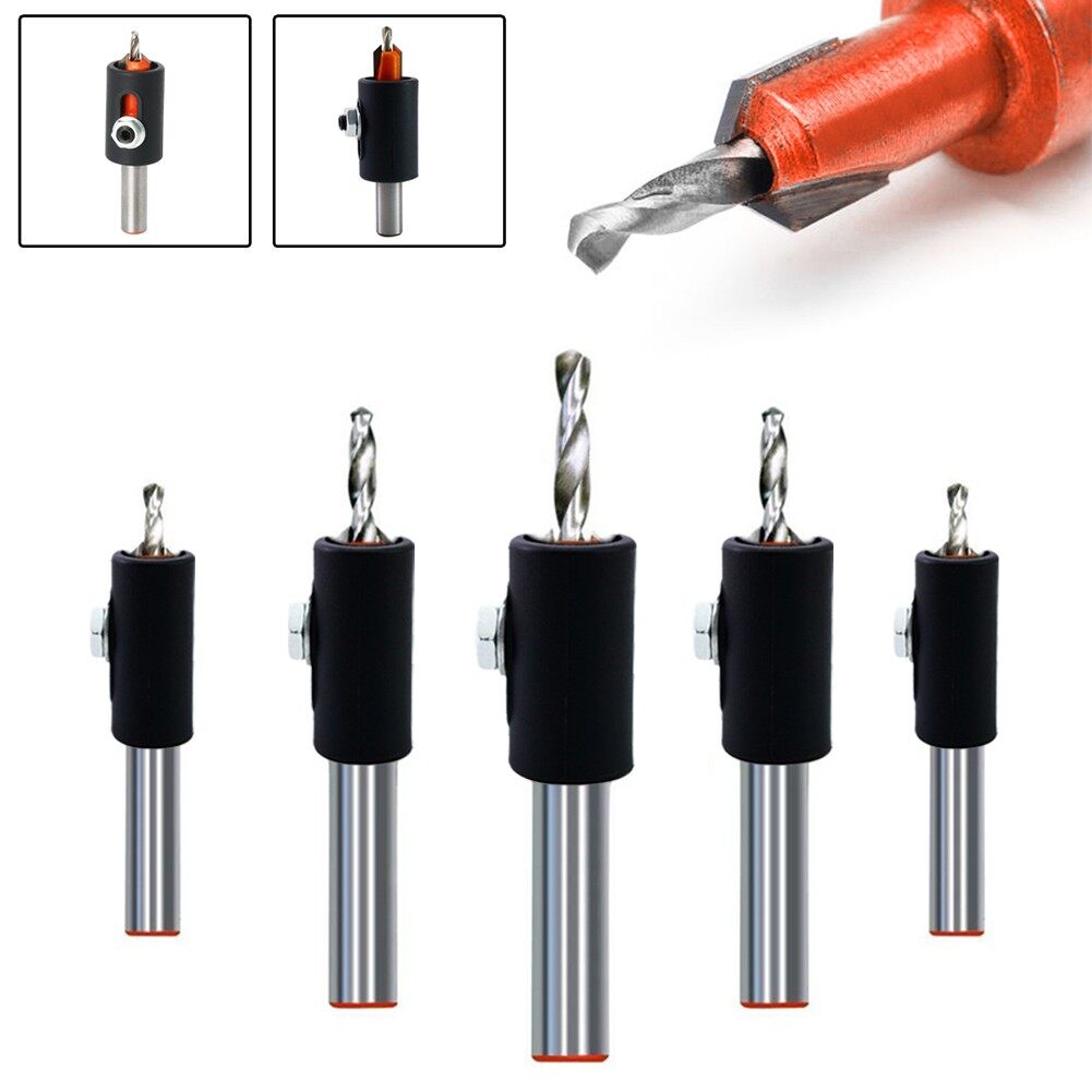Woodworking Countersink Drill Bit Set with Step Design and Adjustable Stopper
