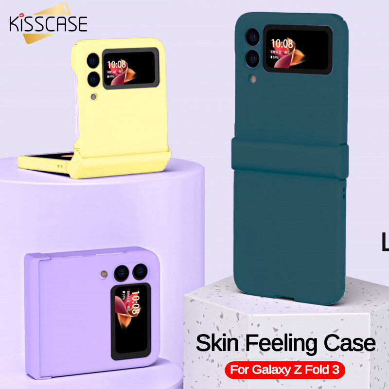 KISSCASE For Samsung Galaxy Z Flip 4 Z Flip3 Case Matte Skin Feeling Candy Color Protection for Samsung Galaxy Z Flip 4 Z Flip3 5G 3-in-1 Phone Case