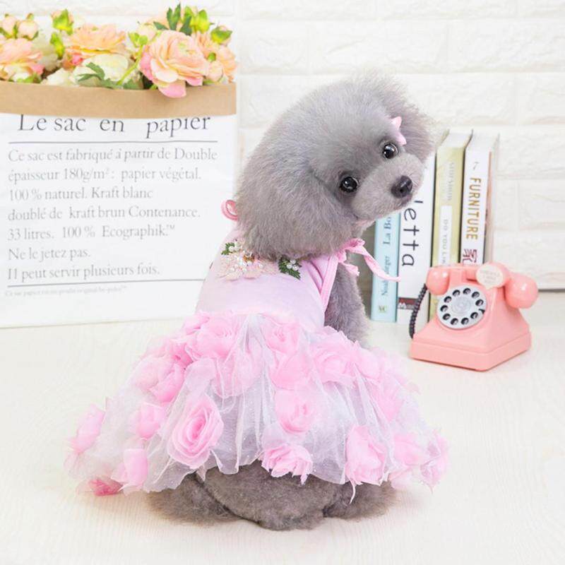 Richeey Cho Thú Cưng Chó Đáy In Hoa Hồng Áo Quần Áo Mèo Ren Thoáng Khí Đầm