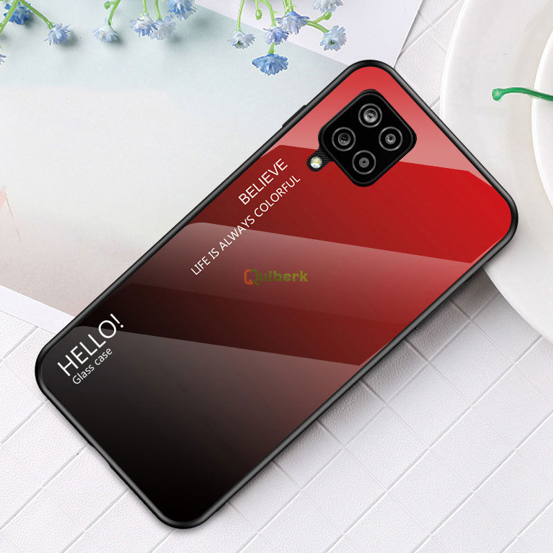 Đối Với Samsung Galaxy A12 Cứng Gradient Kính Vỏ Trường Hợp Chống Xước Vỏ Bảo Vệ Trở Lại