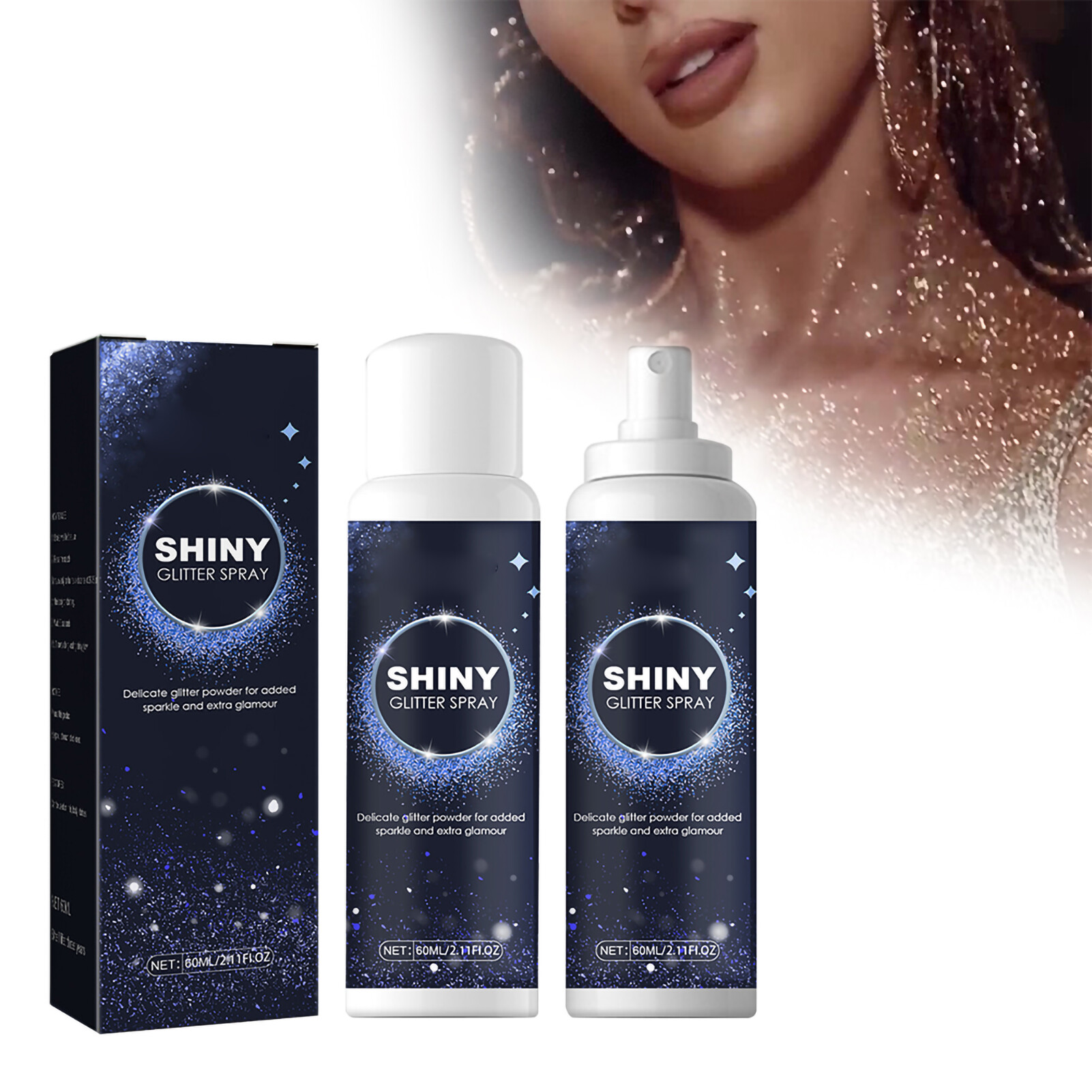 60ml Shiny Glitter Glitter Hairspray for Women Glitter Powder Makeup Hair and Body Glitter