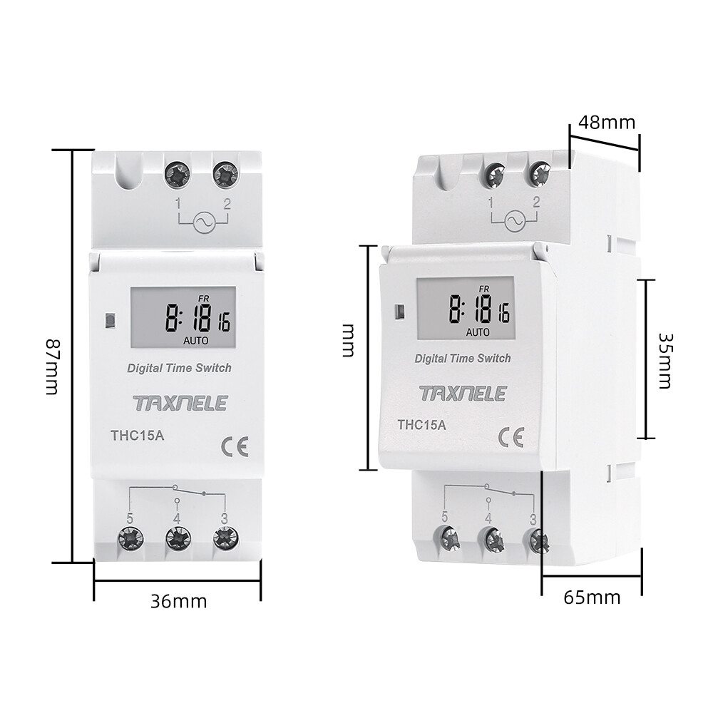 Din Rail Công tắc hẹn giờ THC15A điện tử hàng tuần 7 ngày lập trình AC 220V 230V 12V 24V 48V 16A thời gian kỹ thuật số tiếp sức điều khiển