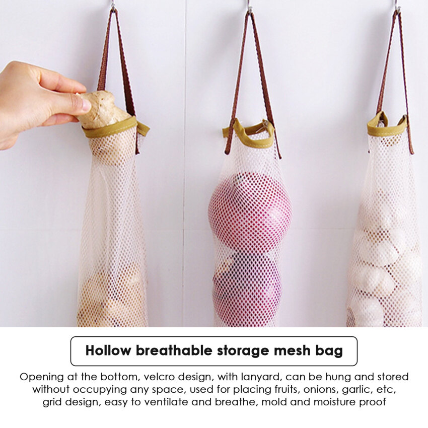 Hangable Fruit And Vegetable Storage Mesh Bag Portable Handle Kitchen Multifunctional Hollow And Breathable Hanging Bag