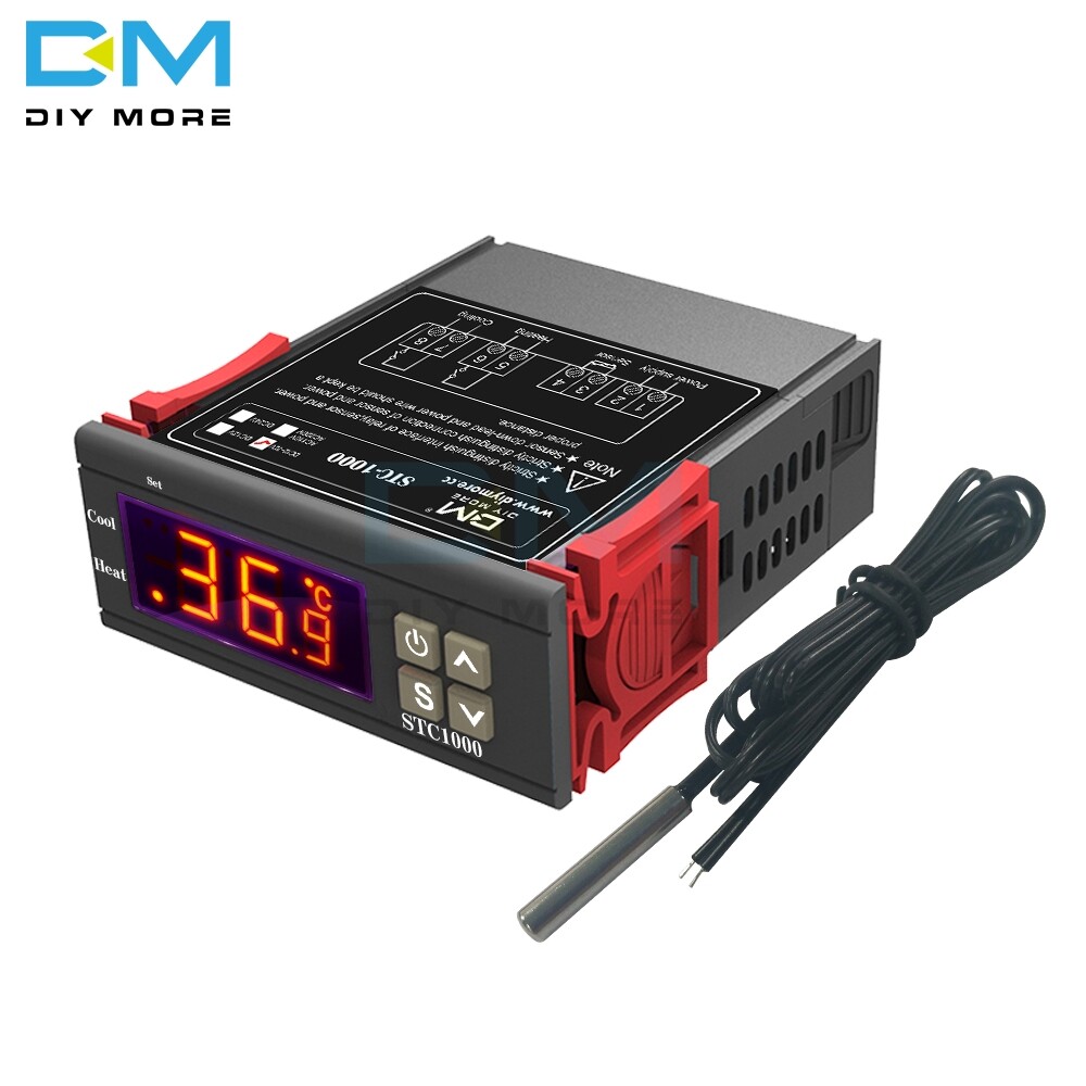 diymore STC-1000 12v 24v 220v digital thermostat for incubator temperature controller thermoregulating relay heating refrigeration stc 1000 for ref Thermostat Thermoregulator heating 220v 10a