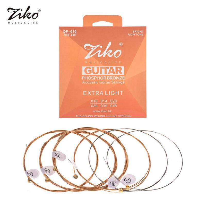Ziko DP-010 Cahaya Tambahan Akustik Tali Gitar Heksagon Dawai Aloi Luka Gangsa Phosphor Tahan Kakisan 6 Tali Set Malaysia
