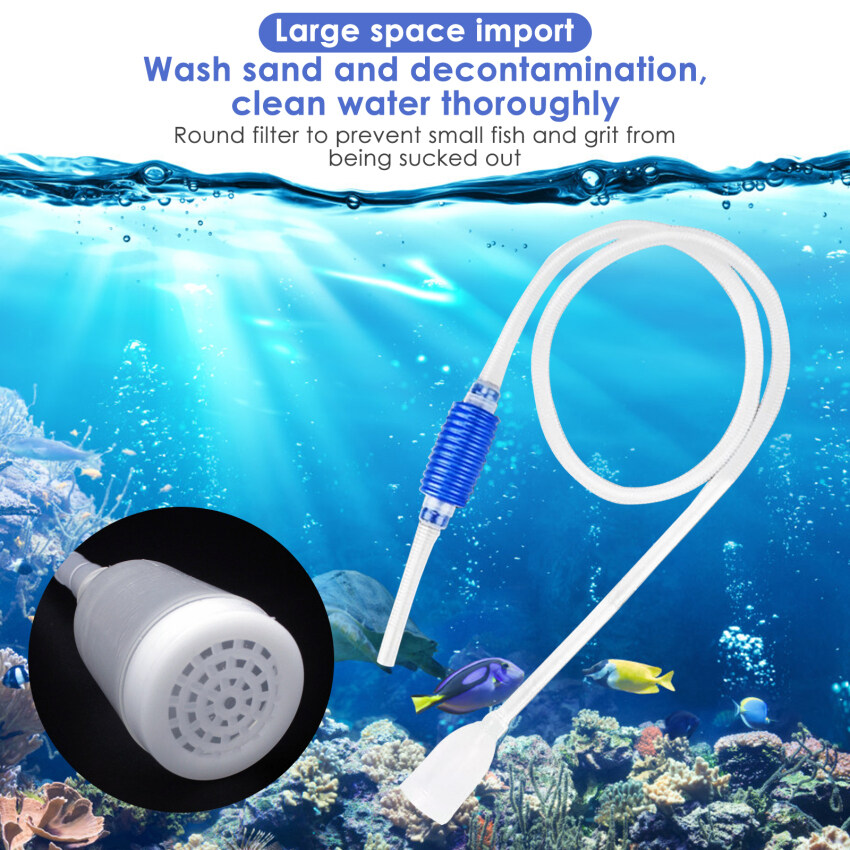 【In Stock】Aquarium Siphon Gravel Cleaner with Brush Hand Syphon Pump for Fish Tank No Need to