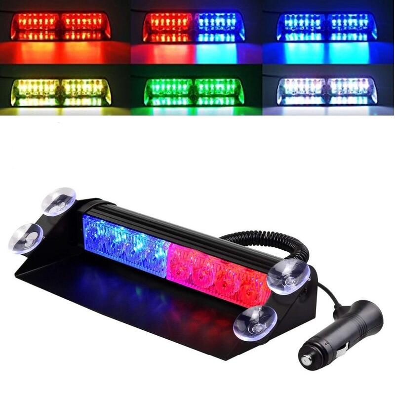 12V Car LED Strobe Light Police Lights Red/Blue Yellow/White Signal Lamps Flash Dash Emergency Flashing Windshield Warning Light