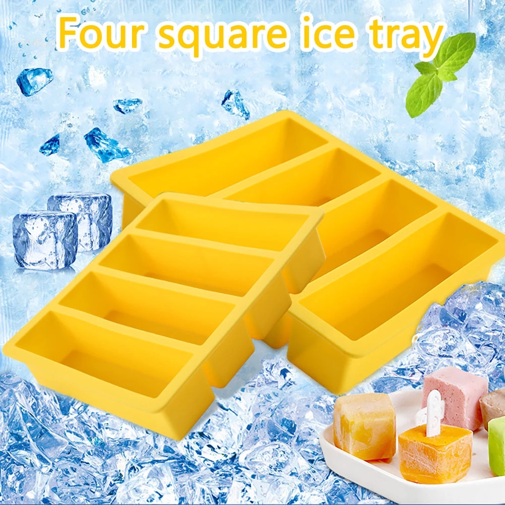 Homesty【Hot Sale】New 4-Grids Silicone Long Ice Tray DIY Creative Ice ...