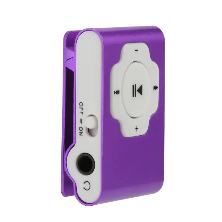 MP3 Player Kids Mini Clip Support 32GB Micro SD TF Purple