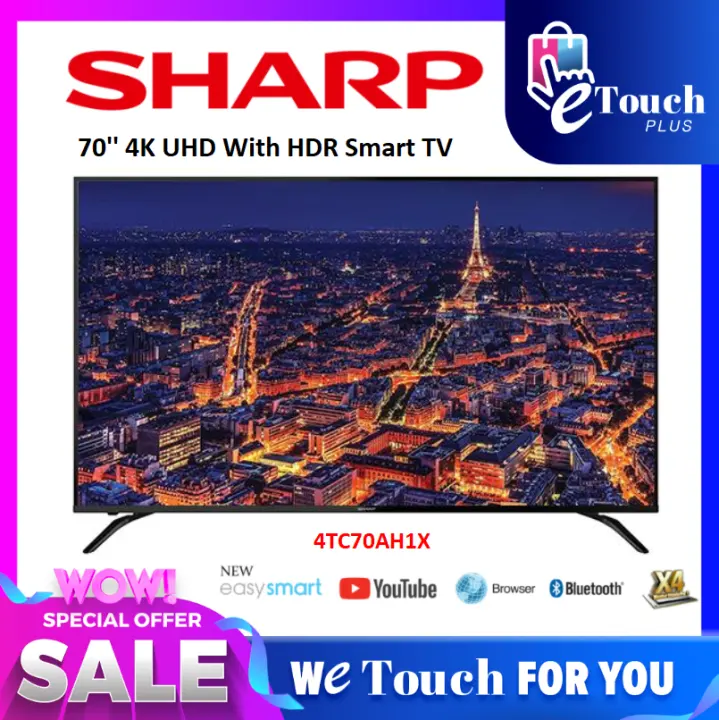 Sharp 70 Inch 4k Uhd Hdr Smart Internet Led Tv Dvb T2 4tc70ah1x Lazada