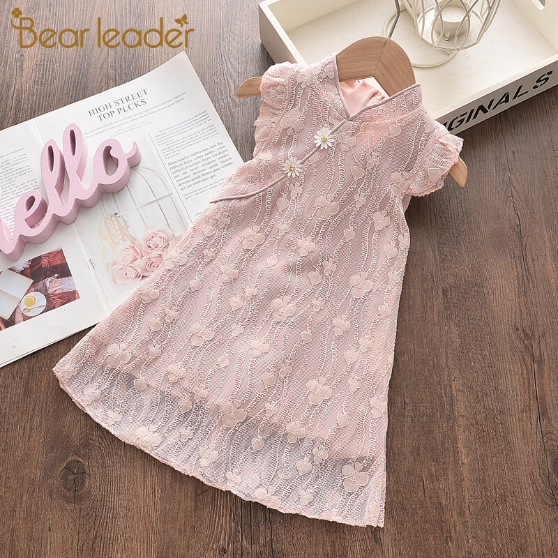 Bear Leader Girls Princess Dress New Fashion Kids Girl Lace Flowers Dresses Sweet Party Gown Children Clothing Kid Vestidos 2 6Y