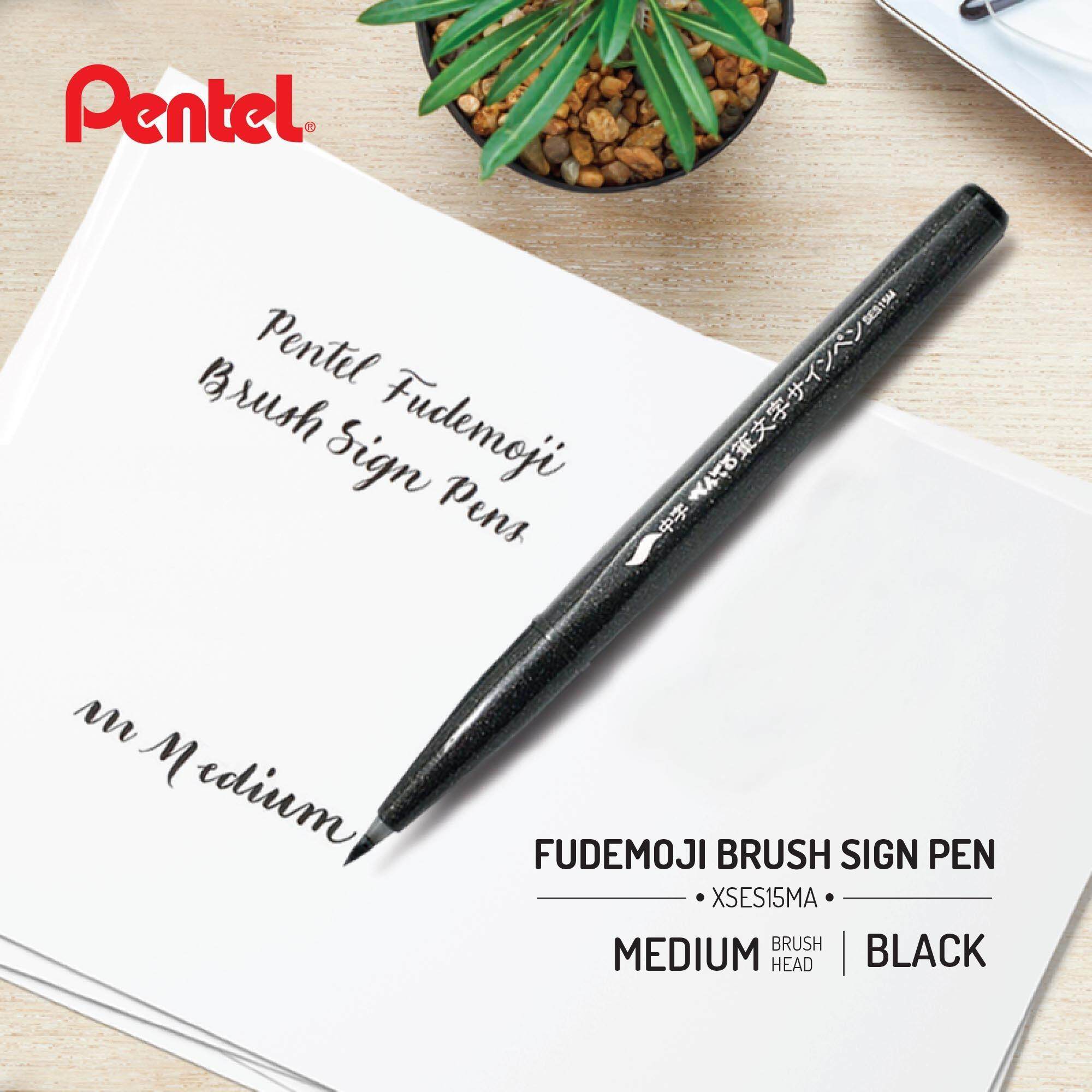 Pentel Fude Touch Brush Black Color 3 PenExtra FineFineMedium XSES15