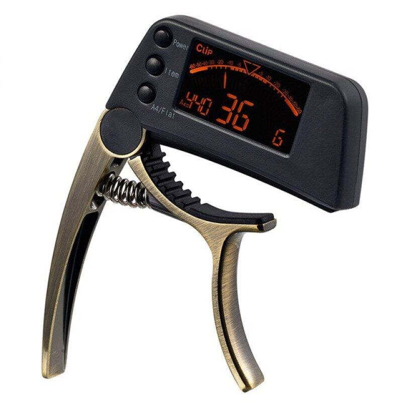 Guitar Capo Tuner 2 Trong 1 Với Màn Hình LCD Kẹp Phụ Kiện Cho Guitar Điện Dân Gian Acoustic