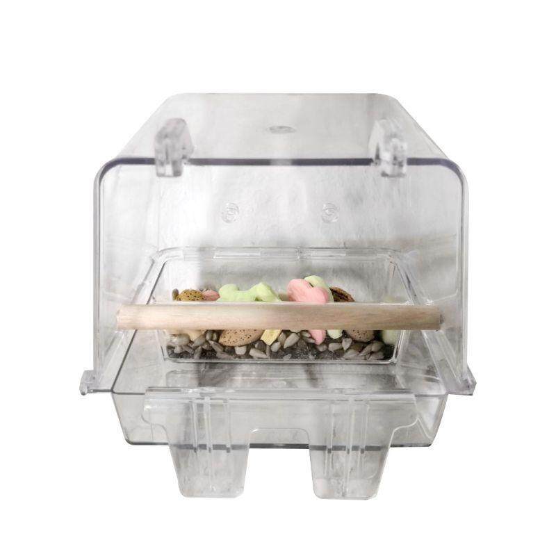 Khay Cho Chim Ăn Trong Suốt, Bằng Nhựa Acrylic, Có Cửa Sổ Trưng Bày, Dụng Cụ Giữ Chim, Vẹt Tự Động, Treo Bồn Tắm