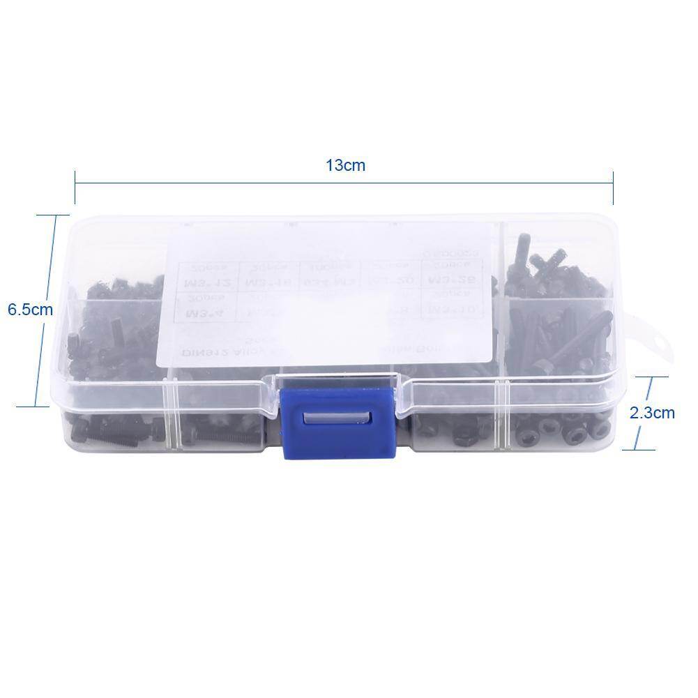 280Pcs/Box M3 Cap Head Hex Socket Bolt Screw Nut Metric Machine Fastener Assortment Set