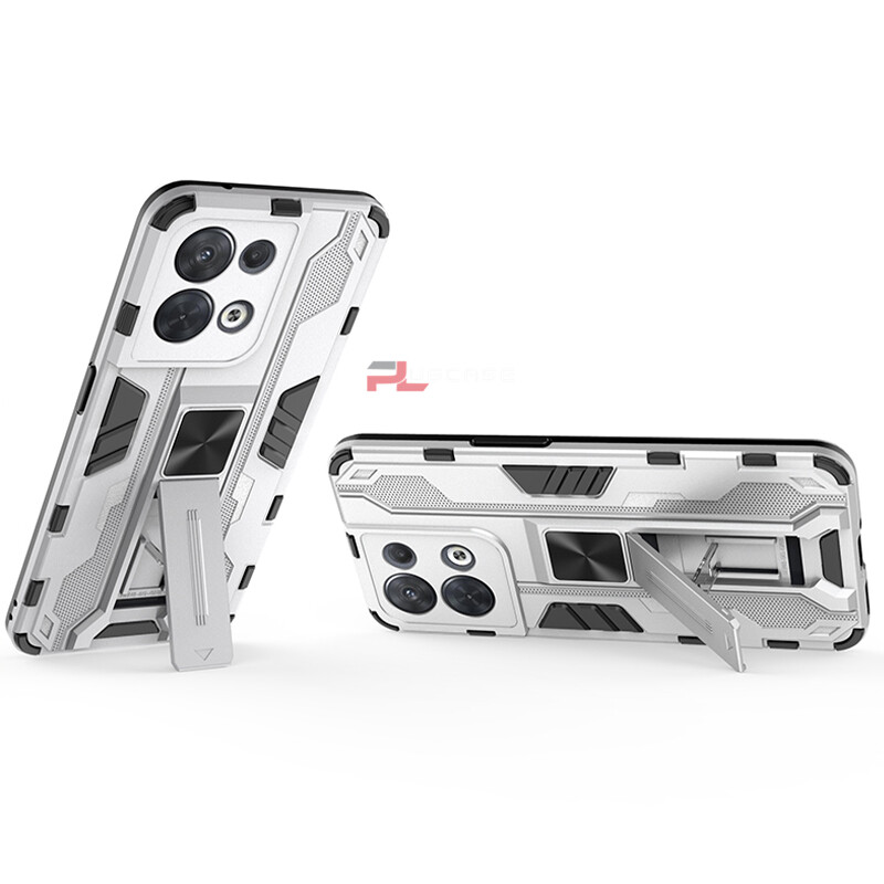 PlusCase for OPPO Reno8 5G Case Shockproof Kickstand Armor Camera Lens Protector Hard Back Cover