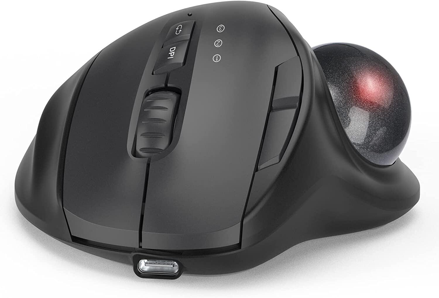 SeenDa USB Wireless Trackball Mouse RGB LED Bluetooth Rechargeable Mouse for Gamer iPad Mac Laptop 3 Device Connection