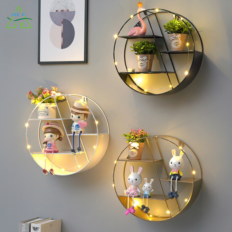 KS Nordic ins wrought iron wall shelf living room wall hanging basket kitchen wall-mounted bathroom storage decoration rack