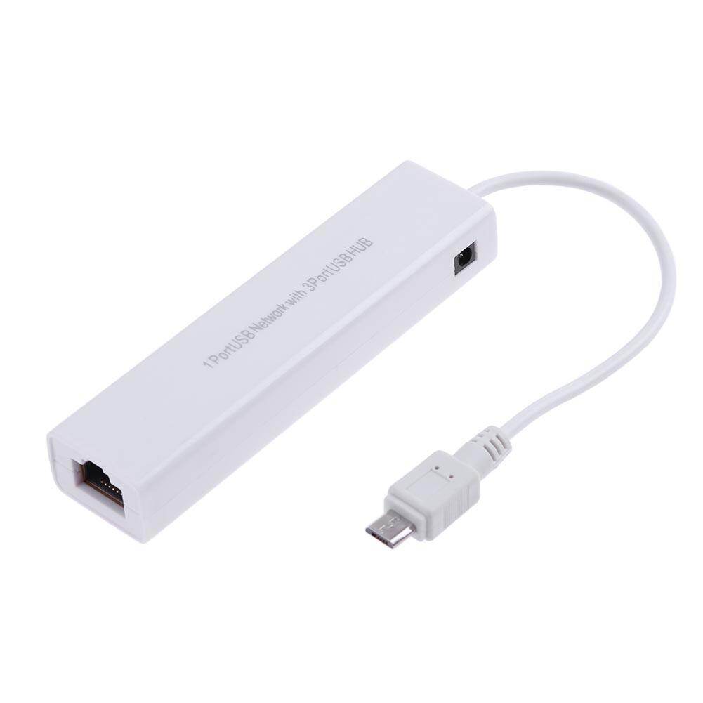Otg 3 cổng usb 2.0 hub, bộ chuyển đổi micro usb sang rj45 lan 10/100mb card mạng