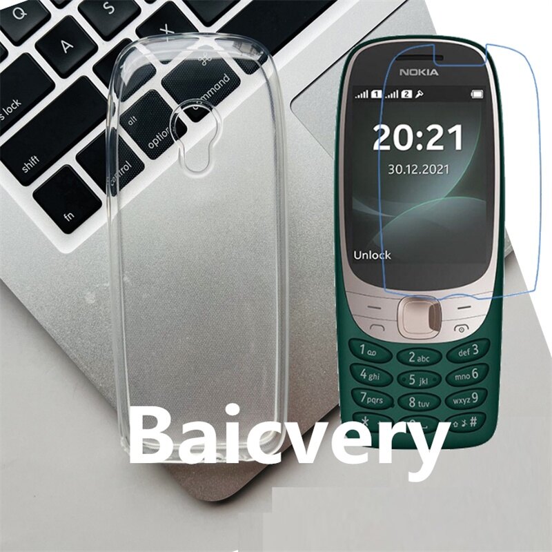 Nokia 6310 2021 ta-1400 case soft tpu phone cover shell gel silicone phone protective back shell case with nano explosion-proof screen protector film