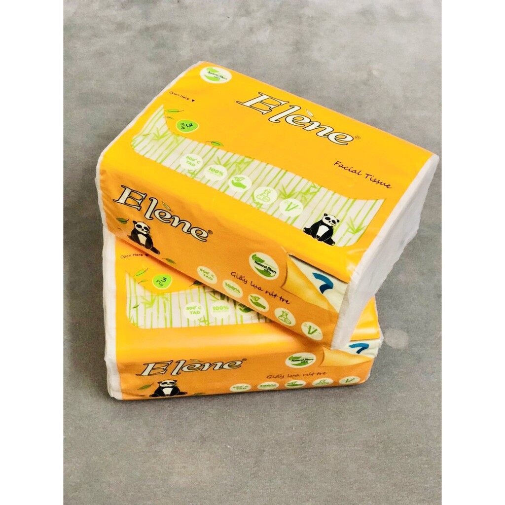 🍁 Combo 2 gói khăn giấy rút gấu trúc Elene 100 tờ 3 lớp
