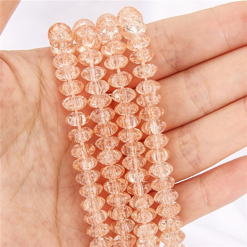 6/8mm Fashion Exquisite Flat Roundel Disc Beads Cracked Crystal Beads Multicolor Loose Quartz Crystal Beads For Jewelry Making DIY Bracelet Necklace 15inch (38cm)
