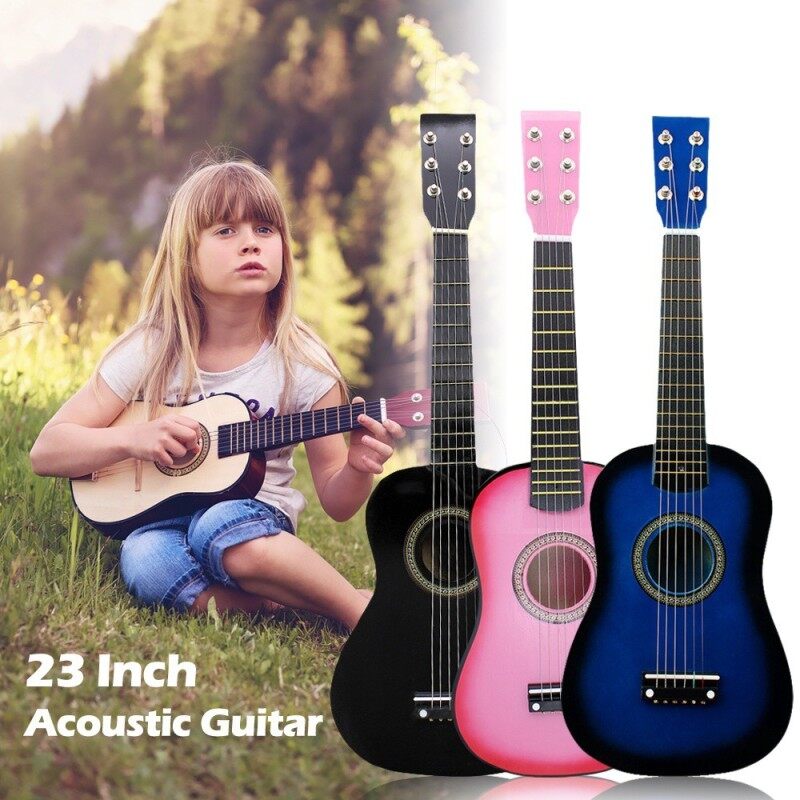 23 Inch Blue Pink Blue Basswood 6 String Acoustic Guitar with Pick & Strings for Children or Beginner Malaysia