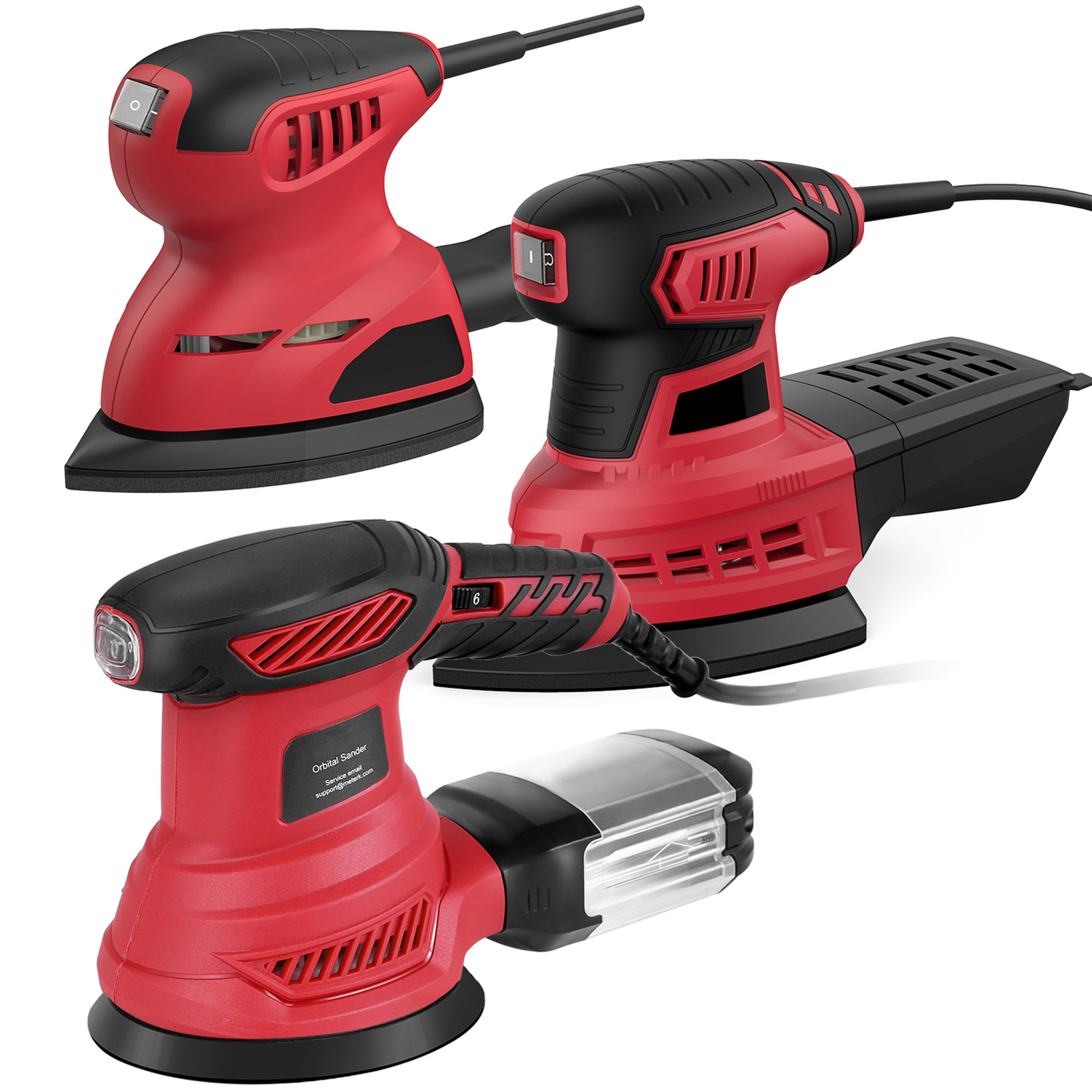KKmoon 300W Random Orbit Sander 2.5-Amp Orbital Sander with 6 Variable Speeds 13000 OPM 20pcs Sanding Discs Sponge Disc Wool Disc Tool Bag Efficient Collector for Woodworking Sanding Detailing Finishing