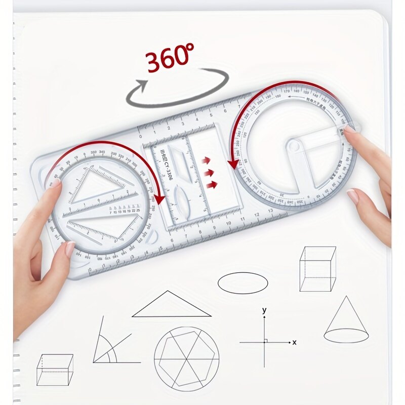 【HOMP】Handy Rotatable Multi-Purpose Ruler Set for Elementary School Students