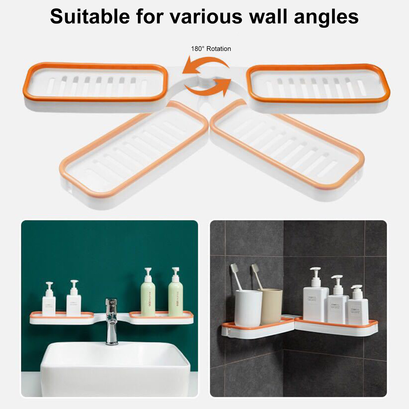 Rotating Storage Shelf Wall Mount Corner Shelf Space-saving Rotatable Corner Shelf for Bathroom Storage No Drilling Needed Organize Shower Essentials with This Hollow Drain Rack Ideal