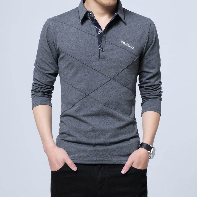 Men Long Sleeve Collar T Shirt - Best 