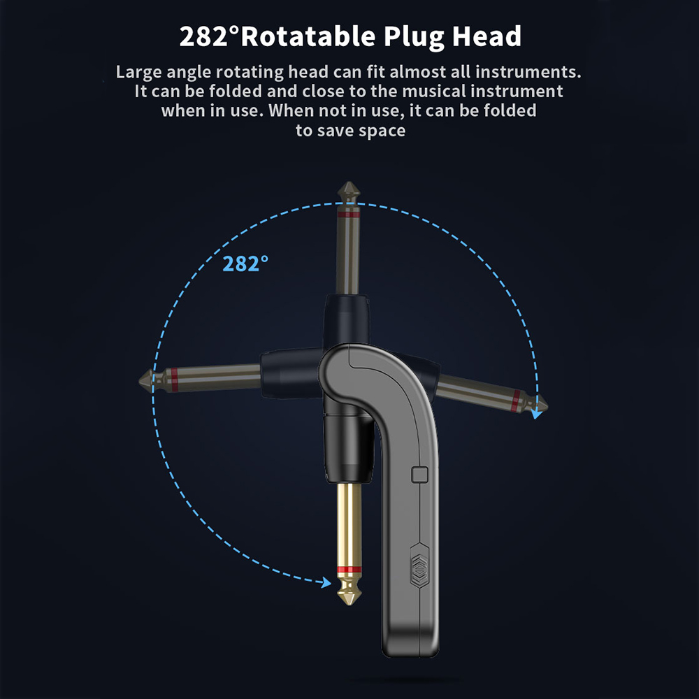 [ammoon]WS-1 2.4GHz Wireless Guitar System Rechargeable Audio Transmitter and Receiver 4 Channels 30m Transmission 282º Rotatable Head 5H Endurance for Electric Guitar Bass Violin