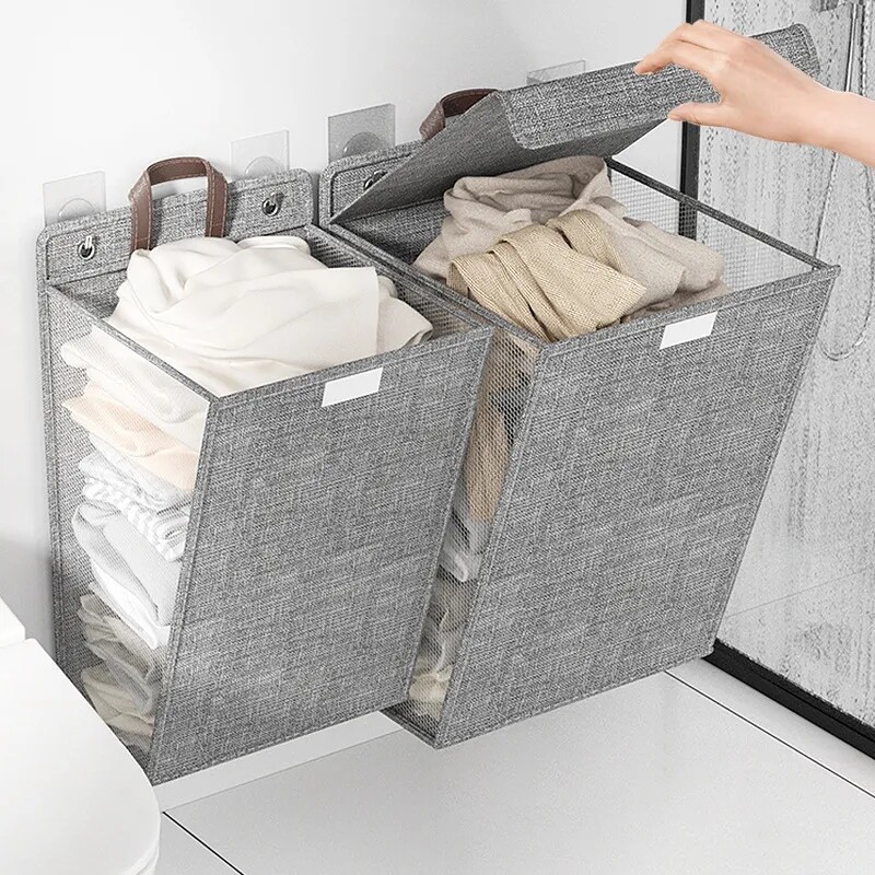 Đa Năng treo tường Giỏ đựng đồ giặt có thể gập lại không thấm nước quần áo bẩn Đồ Lót Vớ túi lưu trữ Cho Nhà Phòng Tắm Thuận Tiện Tiết Kiệm Không Gian Giặt Tổ chức Túi