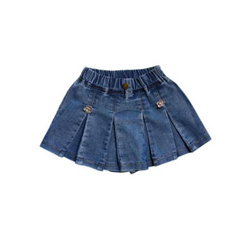 Chân Váy Jean Cho Bé Gái Quần Short Denim Thời Trang Trẻ Em Tập Đi Phong Cách Hàn Quốc Quần Váy Xếp Ly Màu Trơn Quần Áo Trẻ Em Dễ Thương Hoa Công Chúa