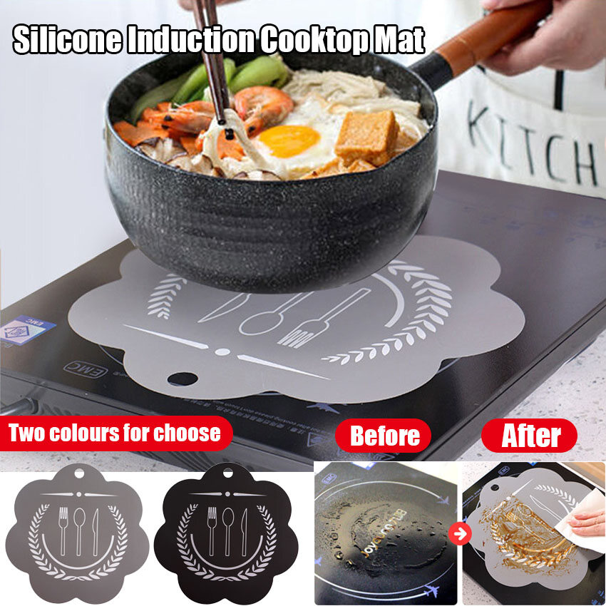 1Pc Silicone Induction Cooktop Mat Fiberglass Induction Hob Protector Mat Anti-Slip Cooktop Scratch Protector Cover Insulated Pad