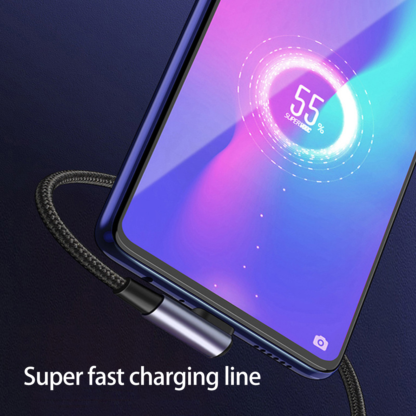 6A 100W Data Cable Universal High Current Braided Wire Tangle-free Fast Charging Elbow Design USB Type-C Mobile Phone USB-C Charger Cable for Office Practical Charging Cord