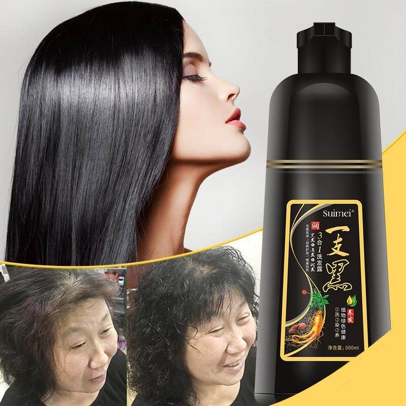SUIMEI Thương Hiệu 500ML Chiết Xuất Nhân Sâm Hữu Cơ Vĩnh Viễn Đen Dầu Gội Tóc Không Có Tác Dụng Phụ Nhanh Đen Thuốc Nhuộm Tóc Chống Trắng Tóc giá rẻ