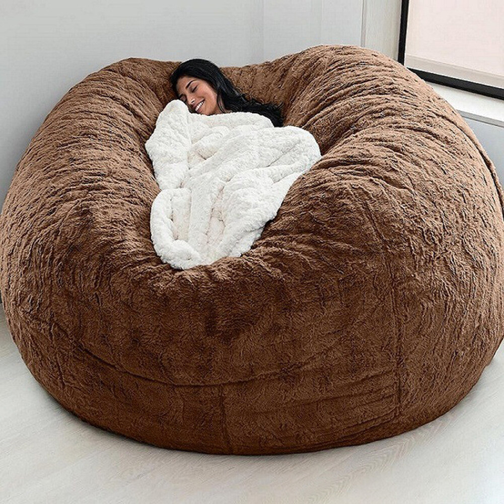 Home Sponge Bed Bean Bag Chair Cover Slipcover Double Bedroom Balcony Large Couch Round Soft Fluffy Cover No Fillings Only Cover Lazada Ph