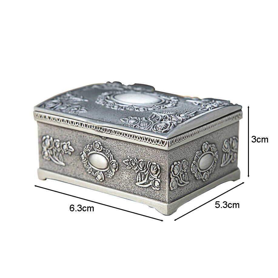 Gift Box Women Case Shaped Chest Girls Heart Metal Vintage Rectangle