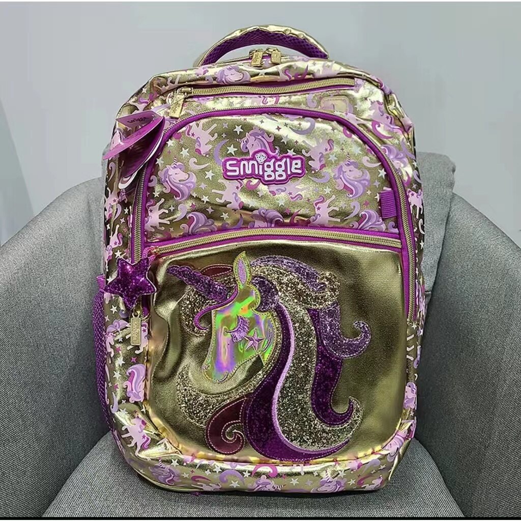 Smiggle Gold Unicorn BackPack for Primary Children school bag for