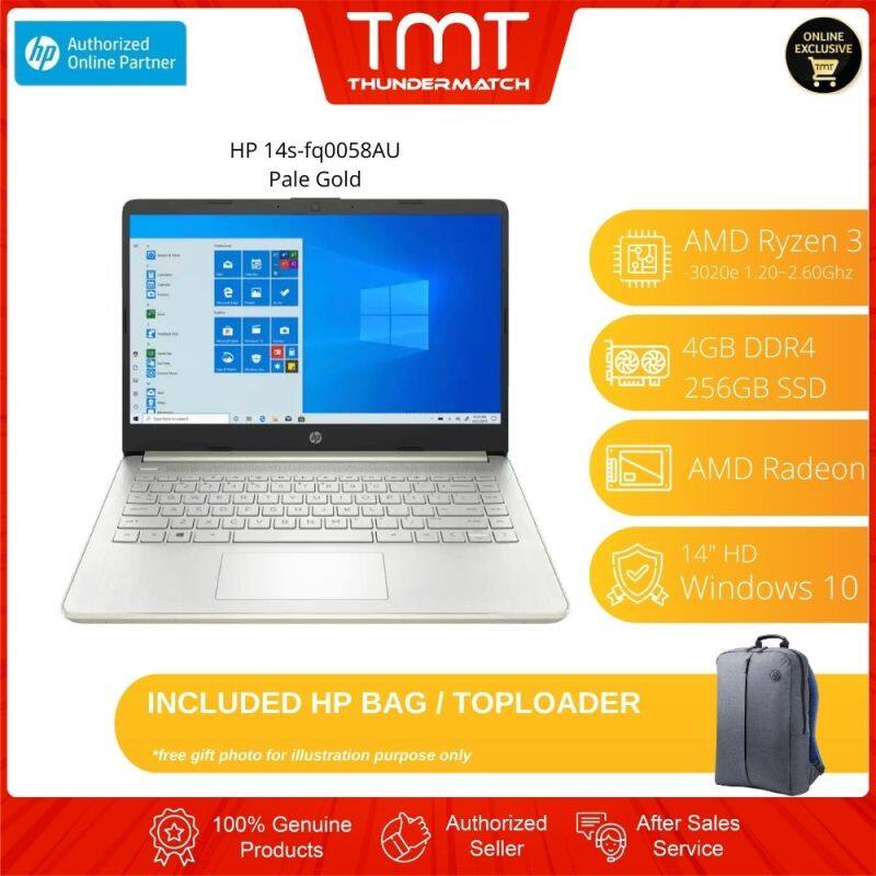 HP 14s-fq0058AU (Pale Gold)(24W17PA) Laptop AMD 3020e 4GB 256GB 14 HD W10 + HP Bag Malaysia