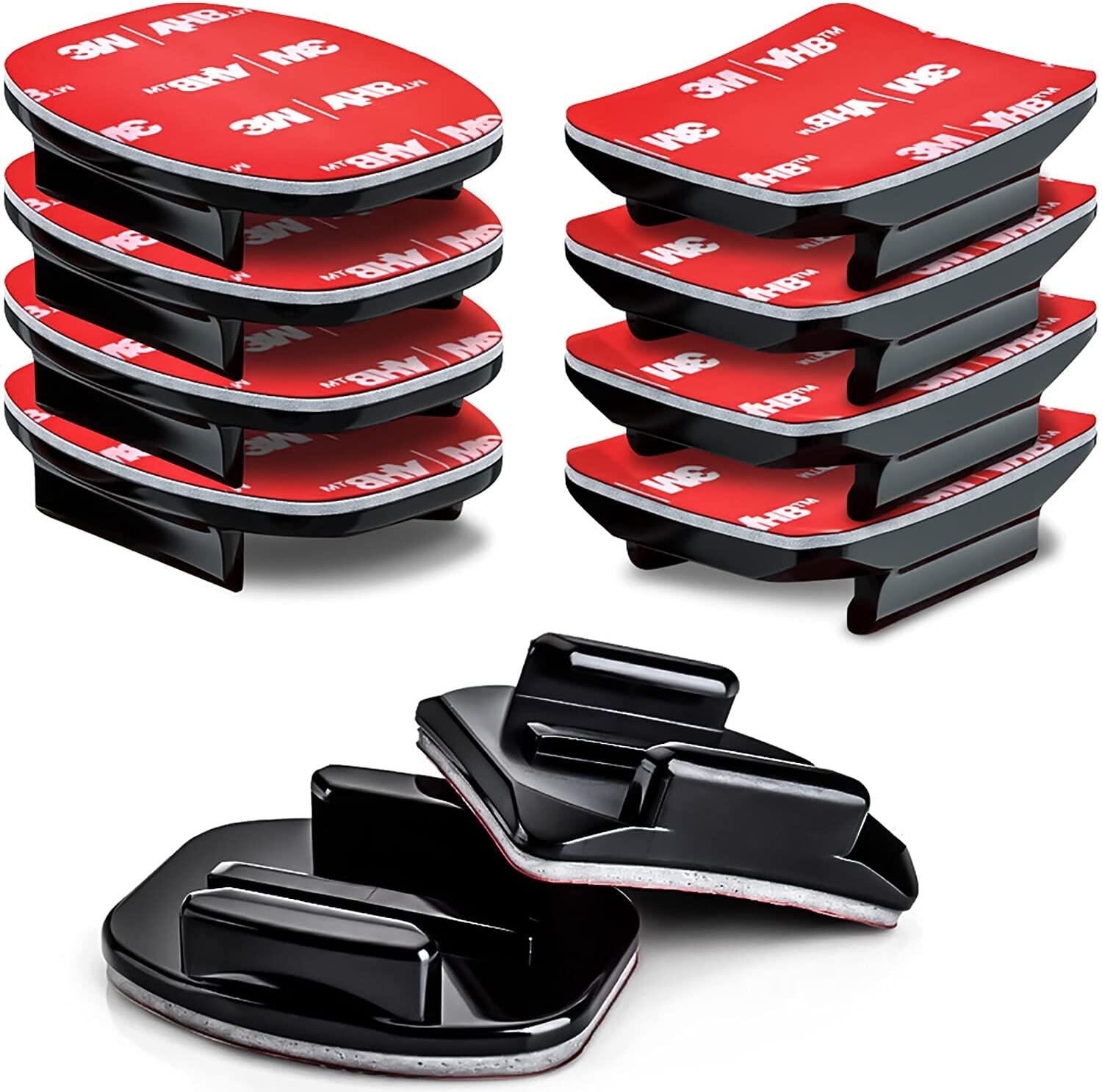 Mount Kit & 3M Sticky Pads for GoPro Hero 11 10 9 8 7 6 5 4 Black Silver Session Cameras. Flat & Curved Helmet Mounting Attachment Accessories for Go Pro Other Action Camera (10 Pack)