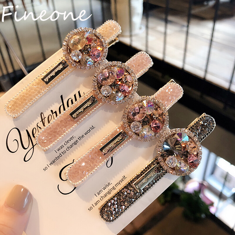 1PC Bling Korea Fashion Crystal Rhinestone Hair Clips Style Fashion Girls Hair Pins Metal Barrettes Hair Styling Accessories
