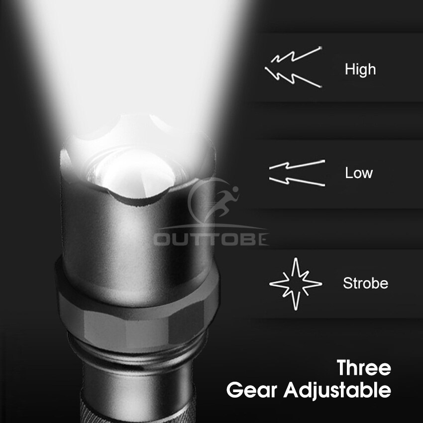 Outtobe Mini Flashlight Portable Zoom Flashlight Ultra Bright Flashlight Rechargeable Outdoor Flashlight 3 Modes Zoomable Handheld Flash Light for Outdoor Running For Camping Hiking