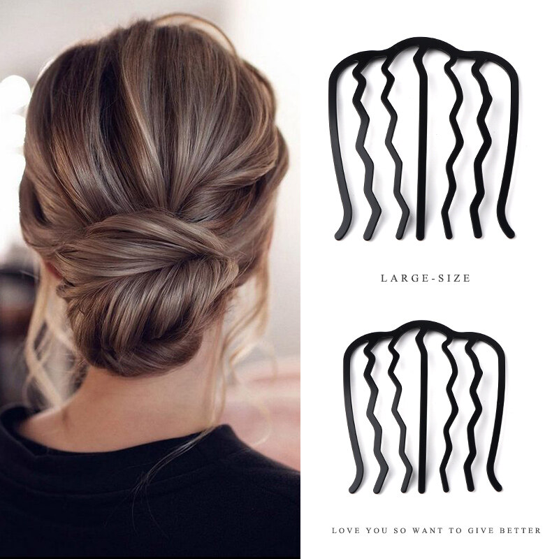 Fashion Metal Retro Style Hair Stick U-shaped alloy hairpin Double wavy flower Hairpin Hair Accessories Styling Tools