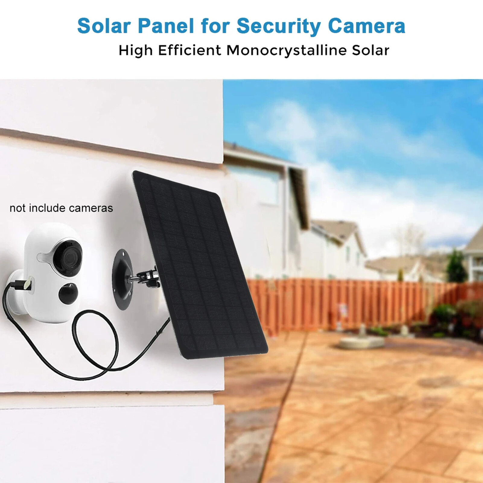 KKmoon 10W 5V Micro USB Solar Panel 2000mAh 360-degree Rotation Waterproof Wall Mounted Monocrystal Silicon Solar Plate for USB Camera