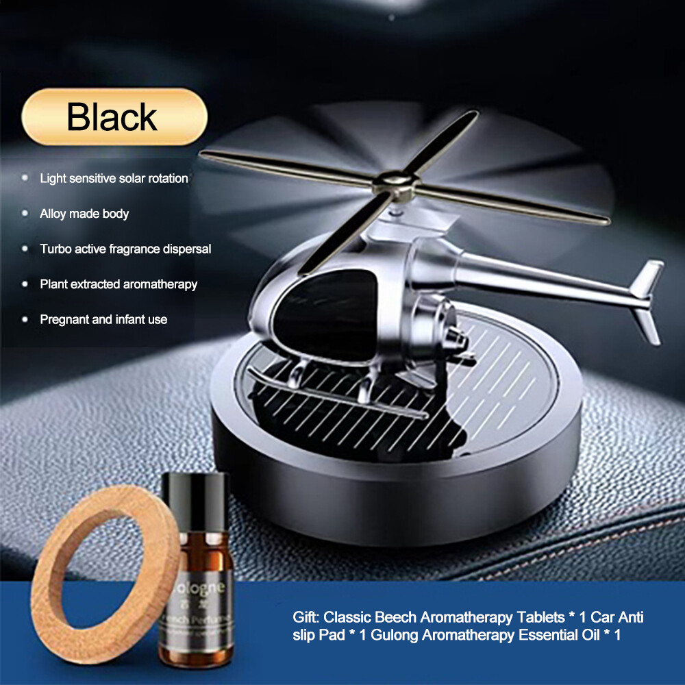 Aitemay Solar Powered Rotation Helicopter Car Air Freshener Solar Aromatherapy Ornaments Fragrance Auto Kits